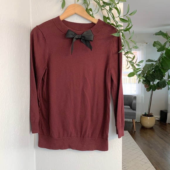 J. Crew Sweaters - J. Crew Burgundy Sweater with Mock Turtleneck Bow